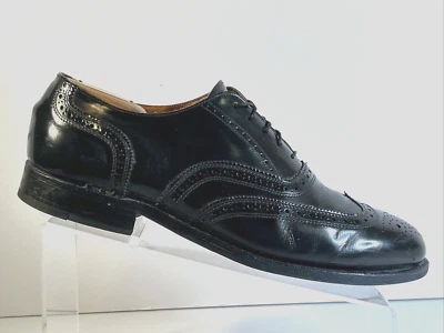 Zapatos de vestir Crown Executive punta de ala talla 9D negros vintage semi brogue Oxford Foto 1 de 4