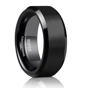 BOFEE Classic 8mm Width Tungsten Carbide Wedding Band Ring For Man And Women - Picture 1 of 7