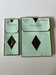New Lot Of 2 Vintage Donald J Pliner Black Pantyhose Tights Knee Highs Medium M - Picture 1 of 9