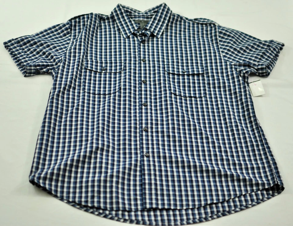 men's Spring Mercer casual short sleeve shirt size XXL blue check button front - Image 1 of 4