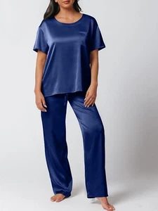Juego de pijama de lujo para mujer, dos piezas, satén de alta calidad, juegos de salón. Talla mediana - Imagen 1 de 5