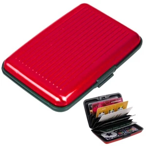 Business Credit Visa Card Organiser Red Painted Hard Protective Aluminium Cover - Picture 1 of 3