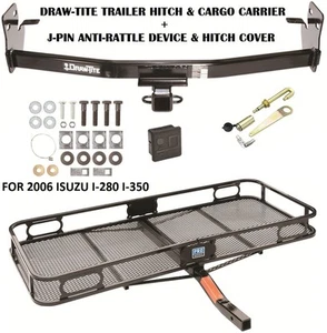 2006 ISUZU I-280 I-350 TRAILER HITCH + CARGO BASKET CARRIER + SILENT PIN LOCK - Picture 1 of 1