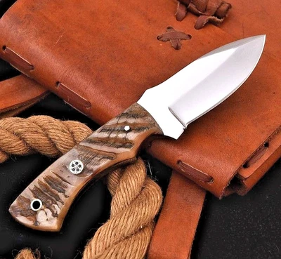 Custom Made High Carbon Steel Hunting Skinner Knife Ram Horn Handle  UU 52 - Image 1 of 4