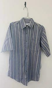 90s Vintage Basic Edition Striped Button-down Short-Sleeve Grunge Men's Small - Picture 1 of 4