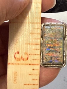Vintage Kunsthandwerk Andamooka natürlicher Opal Ring Silber Gr. 9 Flash sehr bunte Rosa - Bild 1 von 13