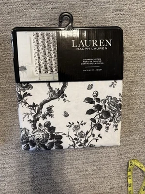 NOVA cortina de chuveiro Ralph Lauren floral preto e branco - 70 X 72 pol - Imagem 1 de 2