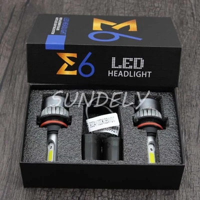 9004 LED Car Headlight Kit COB 72W 7600LM White 6000K High Power All IN ONE - Image 1 of 4
