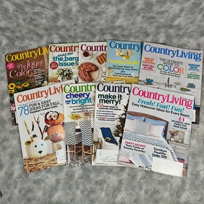 Country Living Magazine Lot 2014 (9 Issues) DIY Decor Recipes Crafts Color Ideas - Image 1 of 4