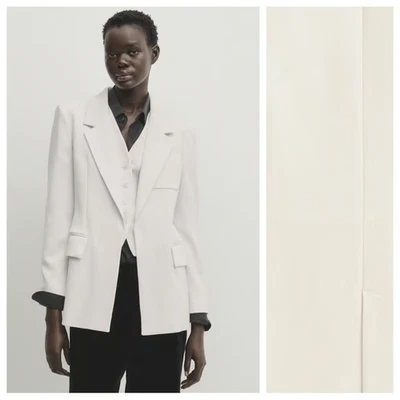 Blazer ajustado con bolsillos Massimo Dutti talla 4 blanco roto mezcla de lana nuevo con etiquetas. Foto 1 de 4