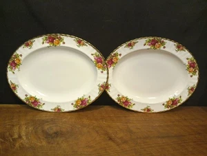 Pair Of Royal Albert Old Country Roses England Large Oval Serving Platters 13.5" - Picture 1 of 7