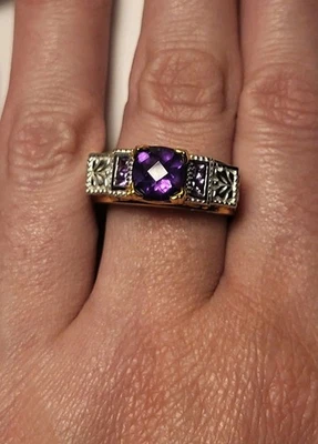 Anillo Michael Valitutti Amatista Dos Tonos Forma Única Talla 9 Foto 1 de 4