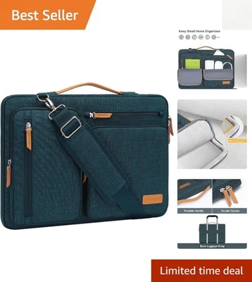 Elegante bolsa de ombro verde-azulada 15-15,6 polegadas para laptop com bolsos de acesso rápido - Imagem 1 de 4