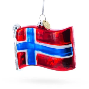 Waving Flag of Norway Blown Glass Ornament - Picture 1 of 4