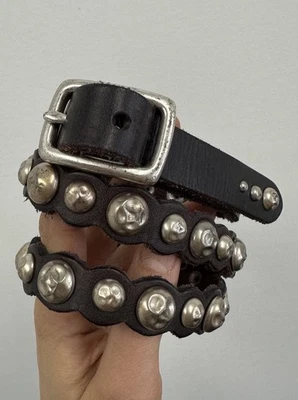 Cinturón ajustado vintage Lucky Brand de cuero marrón oscuro totalmente tachonado talla L Foto 1 de 4