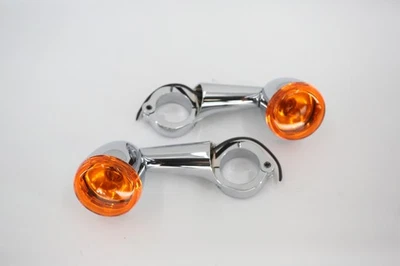 Harley-Davidson Sportster 1200 Superlow Blinker mit Halter vorne Chrom Paar - Bild 1 von 4