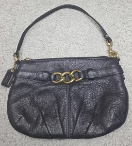 COACH Dark Purple Pebbled Leather Wristlet - Picture 1 of 5