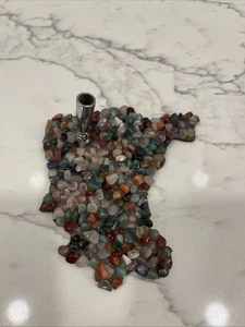 Vtg Agate Stones Slice Desktop Pen Holder  5.5” - Picture 1 of 2