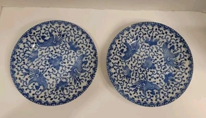 Pair Phoenix Rising Nippon Noritake Plates 7.25" Japanese Porcelain Antique - Picture 1 of 9