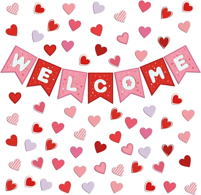 67 Pcs Valentine‘S Day Welcome Classroom Bulletin Board Decor Welcome Valentine‘ - Image 1 of 4