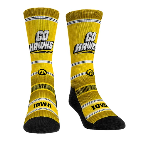 Youth Rock Em Socks Iowa Hawkeyes Team Slogan Crew Socks Cover