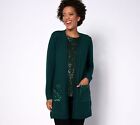 Belle by Kim Gravel Women's Top Plus Sz Sweater 1X Sequin Pocket Green A555486