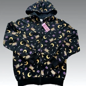 CULTUREFLY Pusheen Gato Halloween Sudadera con Capucha Bruja Escoba Mágica Cremallera Frontal Negra XS NUEVA CON ETIQUETAS - Imagen 1 de 6