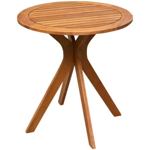 27" Patio Round Table Solid Wood Coffee Side Bistro Table for Garden Balcony - Picture 1 of 10