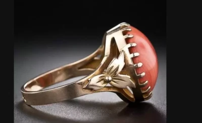 Anillo de compromiso victoriano de 5 quilates redondo simulado de coral naranja plata de ley 925 Foto 1 de 3