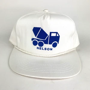 Vintage Strapback Trucker Hat Nelson Concrete Truck Advertising White One Size - Picture 1 of 10