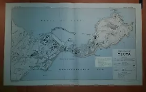 1942 Armée Américaine Carte " Town Plan De Ceuta " Maroc Ww 2 Vintage Militaire - Picture 1 of 9