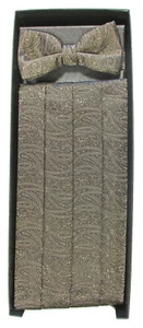 New Men's Lord West Gold Imperial Paisley Cummerbund & Bow Tie Box Set Wedding - Picture 1 of 3