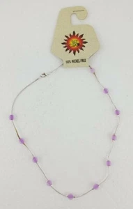 NWT SO COOL Silvertoned With Colored Purple Bead Necklace 5"Diameter Nickle Free - Picture 1 of 4