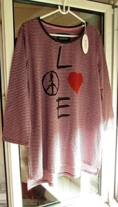 EDC ESPRIT TUNIKA LONG SHIRT HERZ LOVE PRINT GESTREIFT ROSA SCHWARZ XXL 44 NEU - Bild 1 von 10