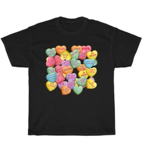 Hearts Candy Valentines Love Valentine's Day Gift T-Shirt Unisex Couple Tee NEW - Picture 1 of 4