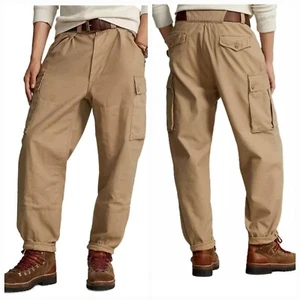 $298 Polo Ralph Lauren Mens Reverse Sateen Baggy Fit Beige Cargo Pants 34x32 - Picture 1 of 5