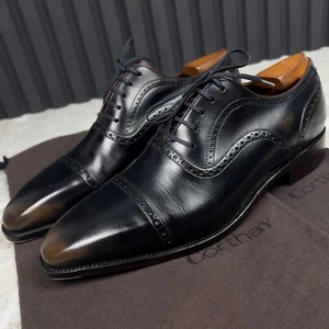 Corthay Derby Kleid Budapester Oxford Schnürung Patina Braun Leder 7,5 OS 41,5 EUR - Bild 1 von 16