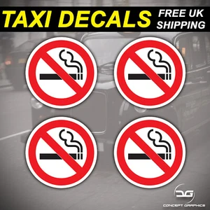 4x No Smoking Warning Taxi Business Shop Decal Colour Stickers for Walls Windows - Picture 1 of 2