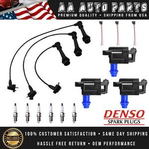 3 Ignition Coil & Wires & 6 Denso Spark Plug & 3 Connector for Lexus GS300 IS300 - Picture 1 of 17