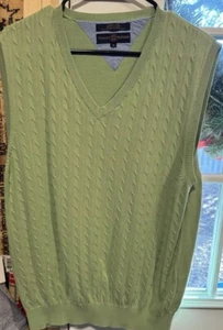 VTG 90’s Tommy Hilfiger Men M Golf Sweater Vest Green Cottagecore Y2K Retro Dad - Picture 1 of 7