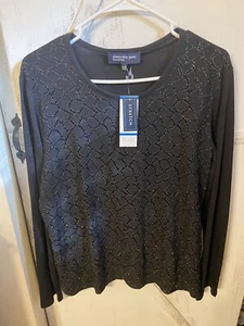 JONES New York Damen Top schwarz mit gold Größe XL Weihnachten Feiertage - Bild 1 von 3