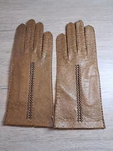 Damen Peccary-Leder-Handschuhe nussbraun Gr 7 ohne Innenfutter - Bild 1 von 3