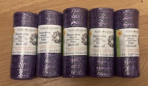 Floral Garden Decorative Mesh New 6" x 5 Yards Purple Lot of 5-New Sealed - Picture 1 of 4