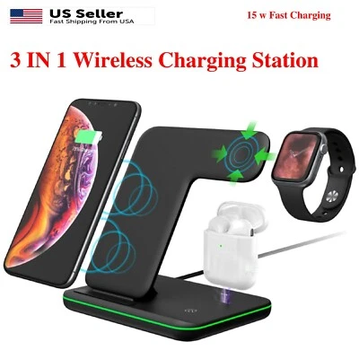 3in1 Wireless Charging Station Charger Dock Pad for iPhone13/Pro/Max/Watch Stand - Image 1 of 4