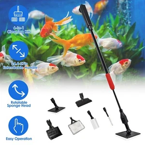 Aquarium Fish Tank Cleaner Kit Fish Cleaning Tools Handle Gravel Rake Scraper US - Picture 1 of 12