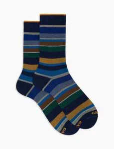 GALLO calzini Calze corte uomo cotone fantasia a righe multicolor blu royal egeo - Foto 1 di 3