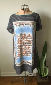 Anthropologie Maeve Silk Dress, Sketchbook Style World Sites/ Travel - Picture 1 of 11