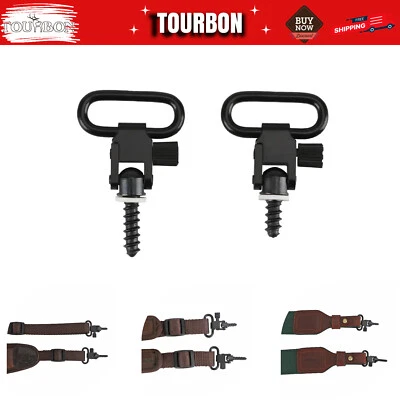 TOURBON Shooting Rifle Shotgun Sling Swivels Metal Attachment Clip Studs Srews