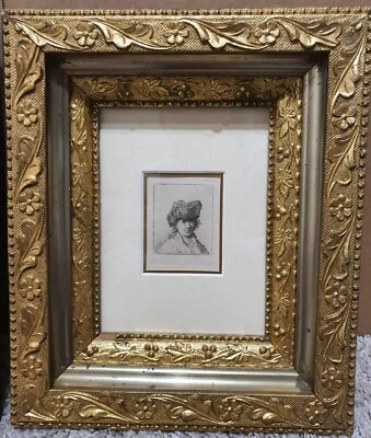 Hallazgo raro, autorretrato de Rembrandt en gorra de piel - grabado heliografía siglo XIX C Foto 1 de 4