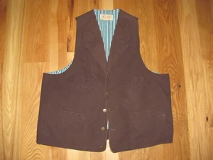 Scully Rangewear Brown Canvas Western Cowboy Lined Button Vest Men's XL (Y3) - Picture 1 of 7